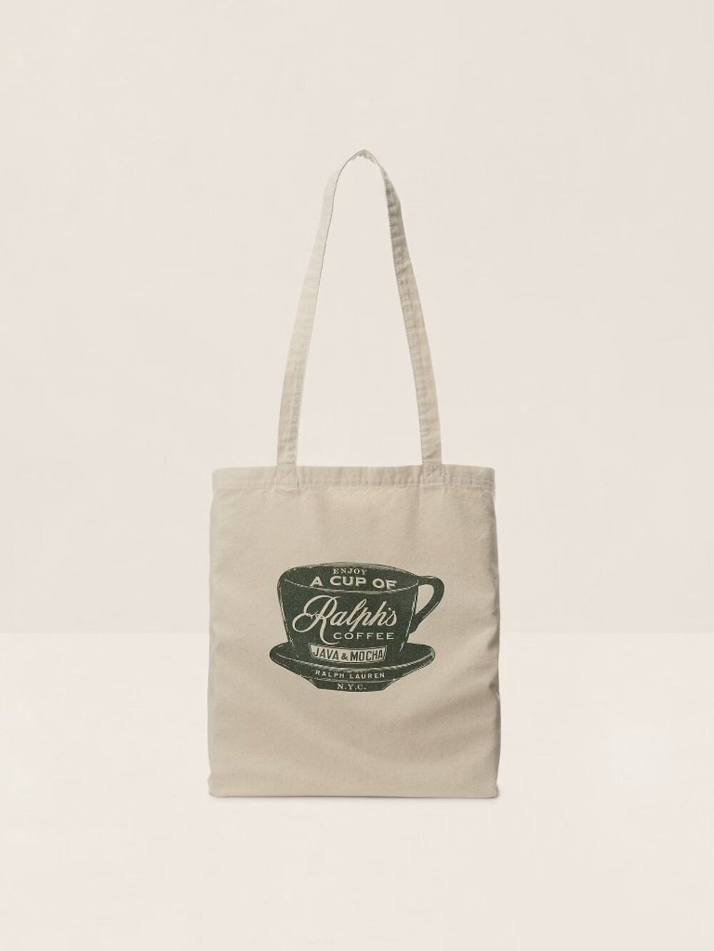 NWT Ralph Lauren Ralph’s Coffee Canvas Tote Bag Beige Graphic Logo Shopper
